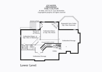 "The Colton" lower level floor plan.