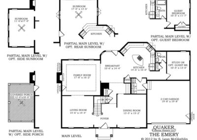 "The Emery" first floor, main level floor plan.