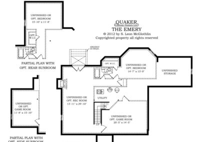 "The Emery" lower level floor plan.