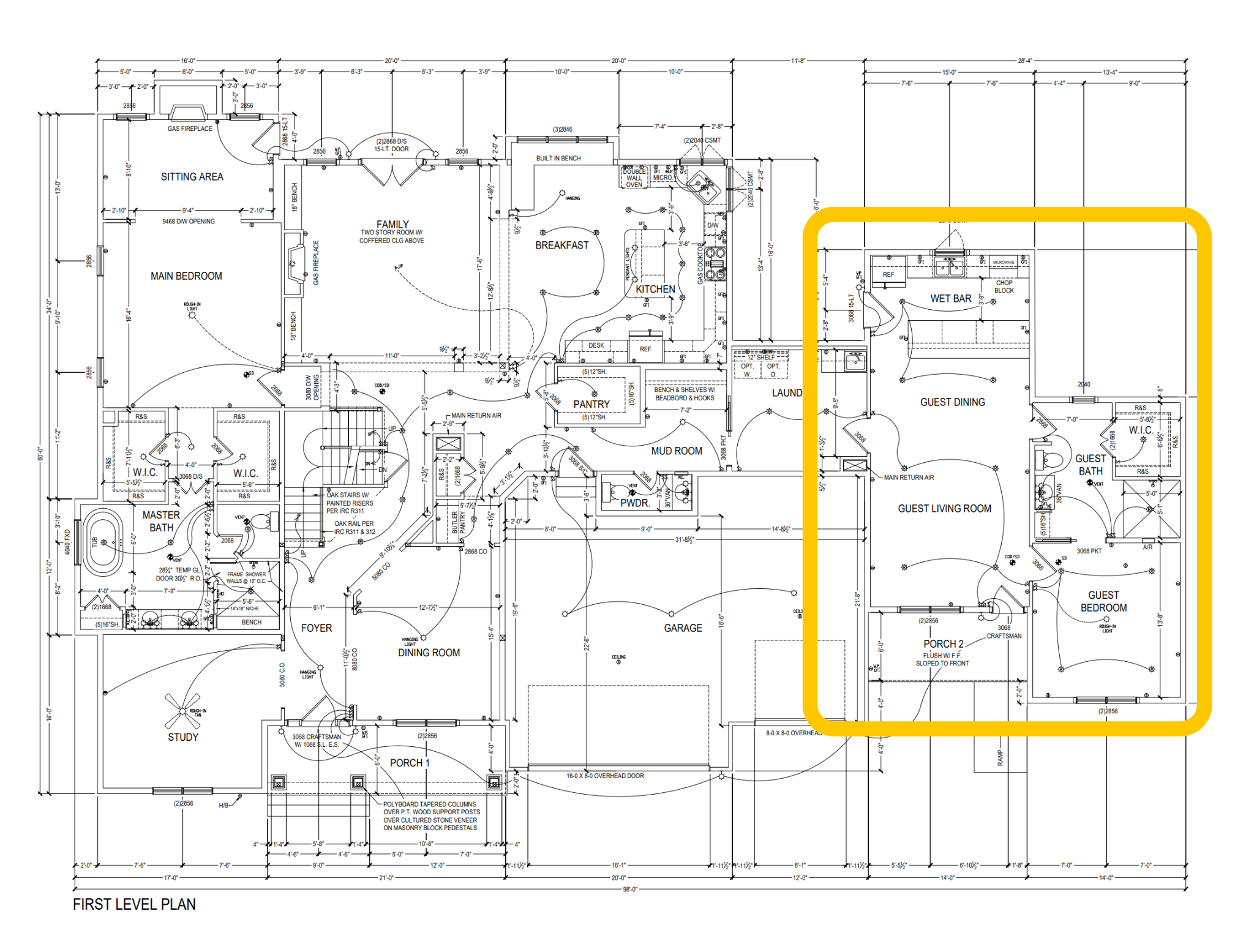 An example of one of our guest suites. The suite is situated on the right side of the first floor plan.