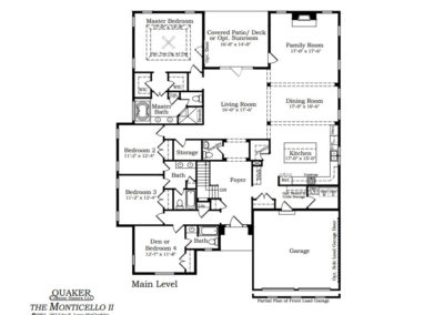 "The Monticello II" first floor, main level floor plan.