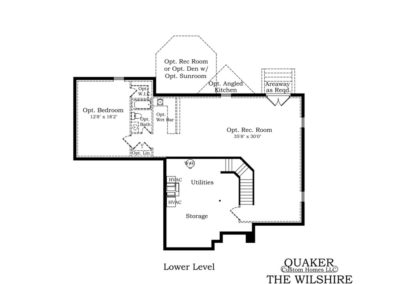 "The Wilshire" lower level floor plan.