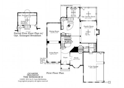 "The Windsor II" first floor, main level floor plan.