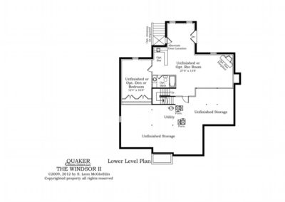 "The Windsor II" lower level floor plan.